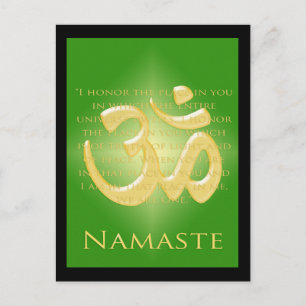 Om in Green & Gold - Namaste Postcard