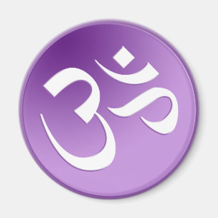 Om, in Purple and White Magnet