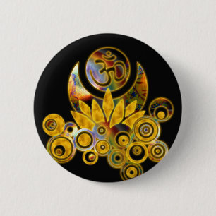 Om Lotus   black 2 Inch Round Button