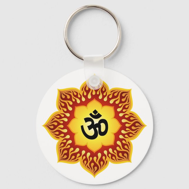 Om Lotus Fire Keychain (Front)