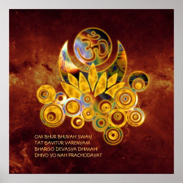 Om Lotus & GAYATRI MANTRA | universe of fire Poster (Front)