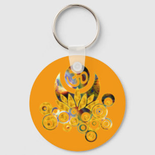 Om Lotus orange Keychain