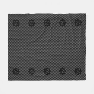 OM Lotus Spirituality Yoga in Carbon Fibre Style Fleece Blanket
