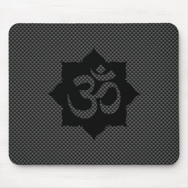 OM Lotus Spirituality Yoga in Carbon Fibre Style Mouse Pad (Front)