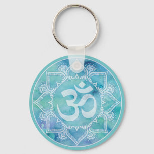Om Mandala Blue Keychain