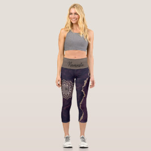 OM Mandala on Marble Agate Personalized Capri Leggings