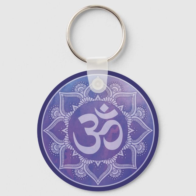 Om Mandala Purple Keychain (Front)