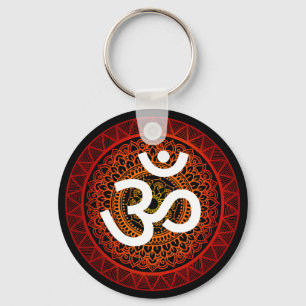 Om Mandala Red Root Chakra Keychain