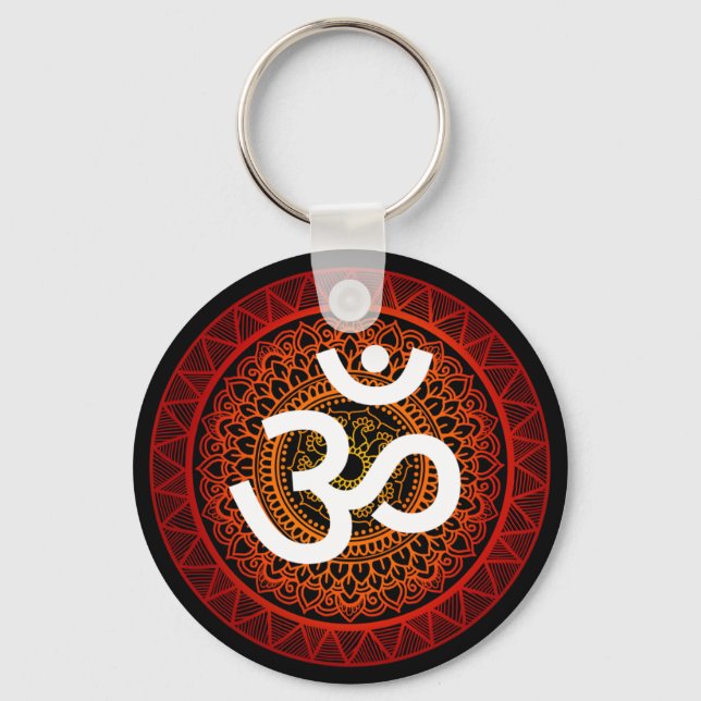 Om Mandala Red Root Chakra Keychain (Front)