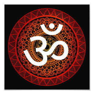 Om Mandala Red Root Chakra Photo Print