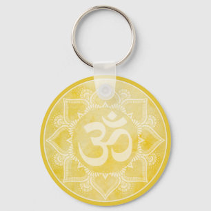 Om Mandala Yellow Keychain