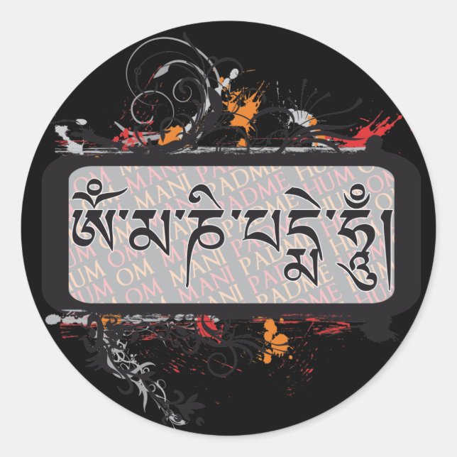 Om Mani Padme Hum Grubge Classic Round Sticker (Front)