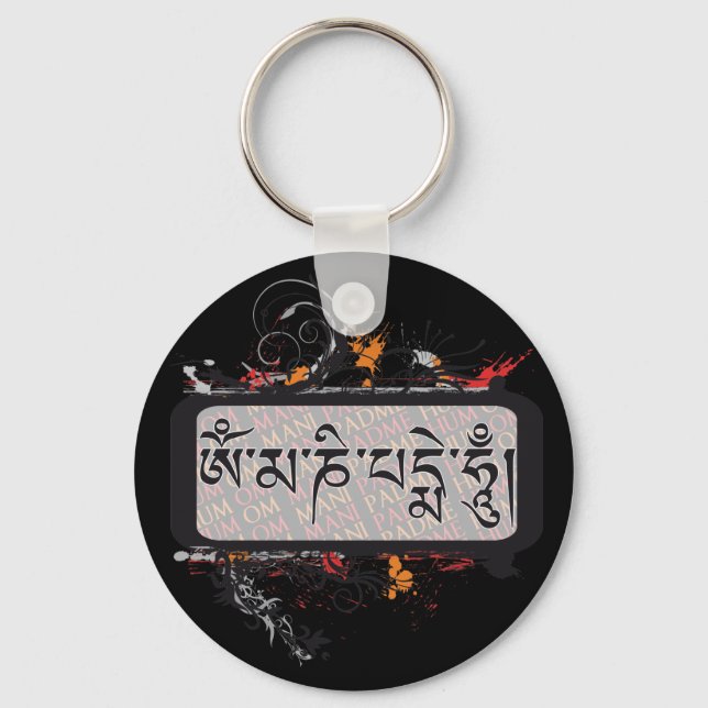 Om Mani Padme Hum Grubge Keychain (Front)