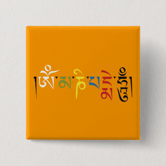 Om Mani Padme Hum Mantra Elegance 2 Inch Square Button