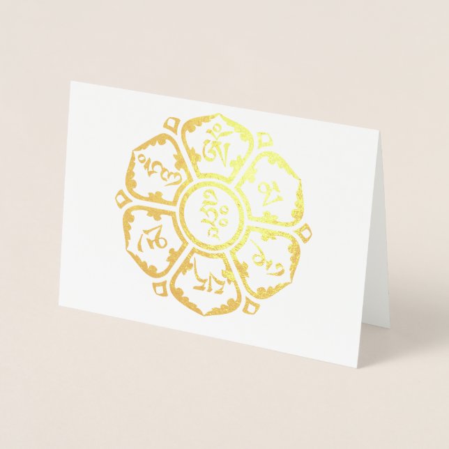 Om Mani Padme Hum Tibetan Mantra Chenrezig Foil Card (Front)