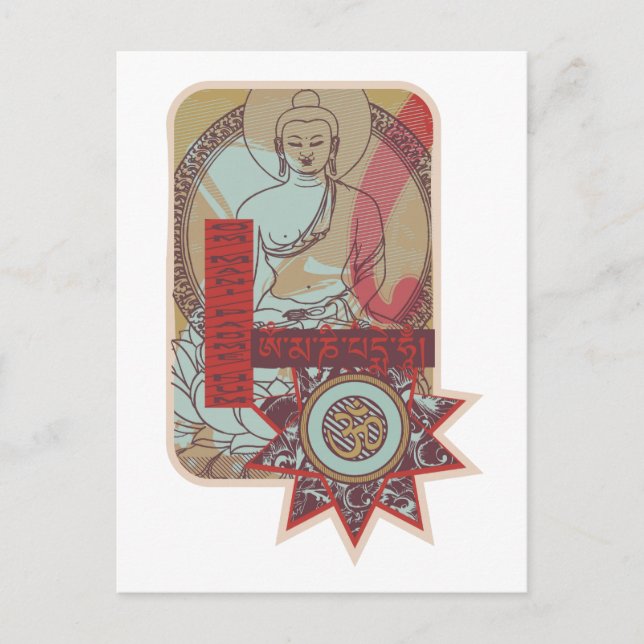 Om Mani Padme Hum Vintage Postcard (Front)