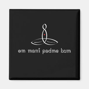 Om Mani Padme Hum - White Fancy style Magnet