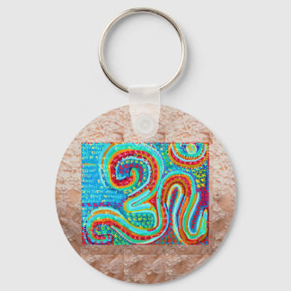 OM Mantra on Golden Jewel Base Art Keychain