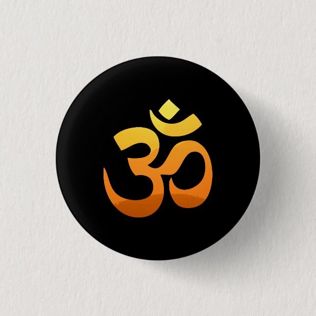 Om Mantra Symbol Asana Relax Meditation Yoga 1 Inch Round Button (Front)