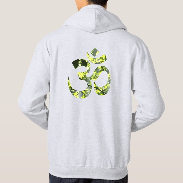 Om Mantra Symbol Mens Ash Grey Double Sided Hoodie (Back)