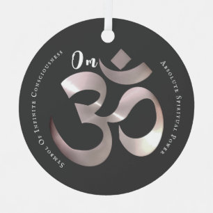 Om Mantra Symbol Positive Quote Grey Personalised Metal Ornament
