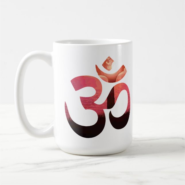 Om Mantra Symbol Yoga Meditation Inspirational Coffee Mug (Left)