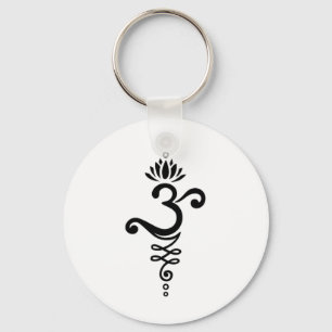 Om Mantra Yoga Symbol Lotus Flower Unalome Ornamen Keychain