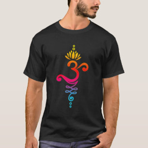 Om Mantra Yoga Symbol With Lotus Flower And Unalom T-Shirt