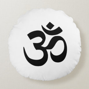 Om Namah Shivaya Aum Shanti Aum Om Symbol ॐ Peac Round Pillow