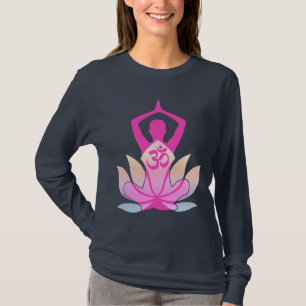 OM Namaste Spiritual Lotus Flower Yoga on Purple T-Shirt