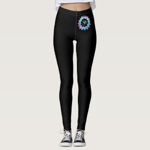 *~* Om Neon Magenta & Blue on Black Leggings