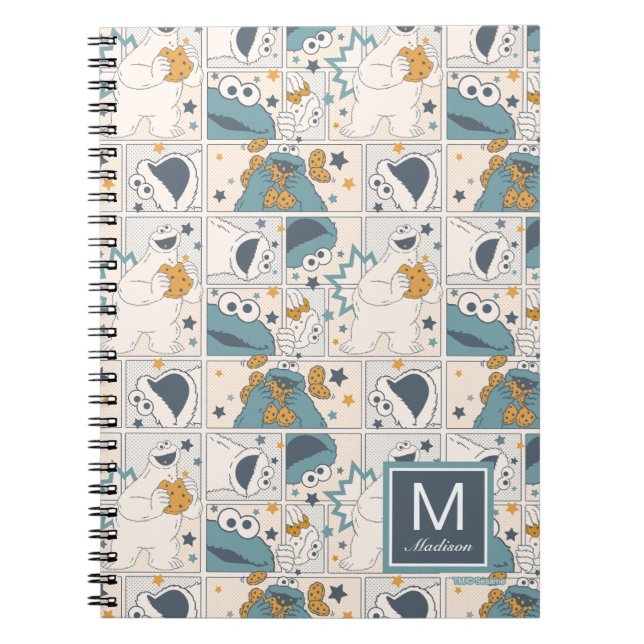 Om Nom Nom Comic Pattern | Add Your Name Notebook (Front)