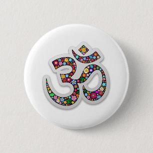 Om Ohm Aum Namaste Yoga Symbol 2 Inch Round Button