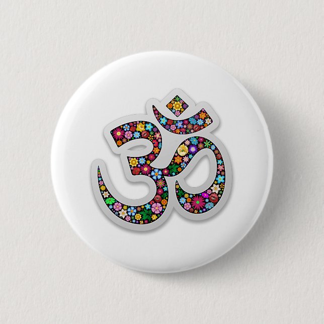 Om Ohm Aum Namaste Yoga Symbol 2 Inch Round Button (Front)