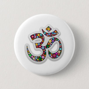 Om Ohm Aum Namaste Yoga Symbol 2 Inch Round Button