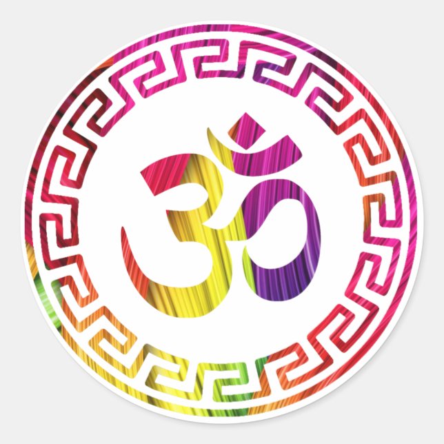 Om, Om Hindu, Om Symbol, Om Logo, Aum Classic Round Sticker (Front)