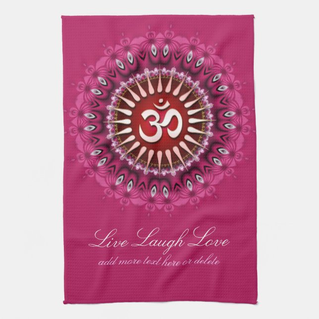 OM Pink Mandala New Age Tea Towel (Vertical)