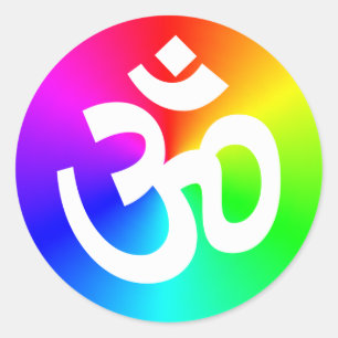 Om Rainbow Classic Round Sticker