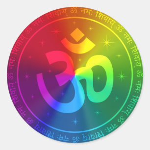 Om Rainbow Design Classic Round Sticker