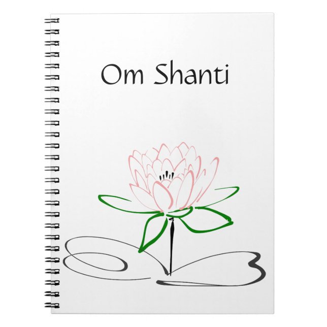 Om Shanti Pink Green Lotus Journal (Devant)