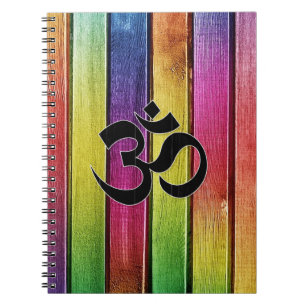 Om sign on multicolor wood notebook