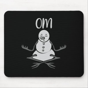 Om Snowman In Lotus Yoga Pose Christmas Gift  Mouse Pad