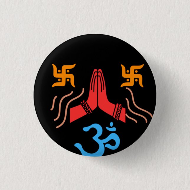 Om swastik devotion  1 inch round button (Front)