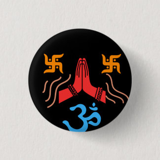 Om swastik devotion 1 inch round button