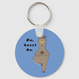 Om, Sweet Om - Funny Llama Yoga Pun Keychain