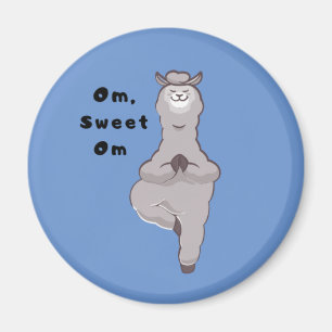 Om, Sweet Om - Funny Llama Yoga Pun Magnet