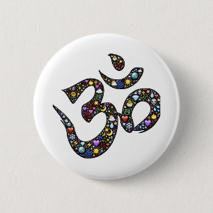 Om symbol 2 inch round button