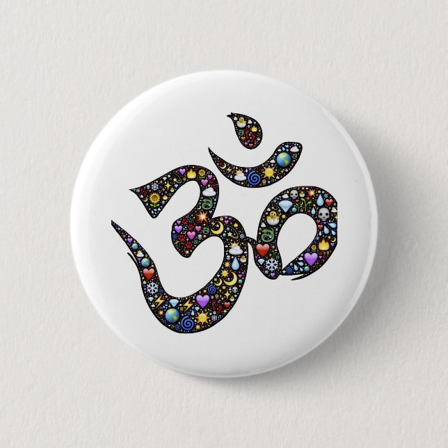 Om symbol 2 inch round button (Front)