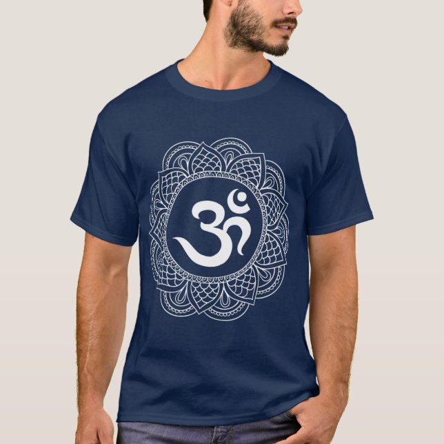 Om Symbol Aum Ohm Hindu Mandala Yoga Meditation T-Shirt (Front)