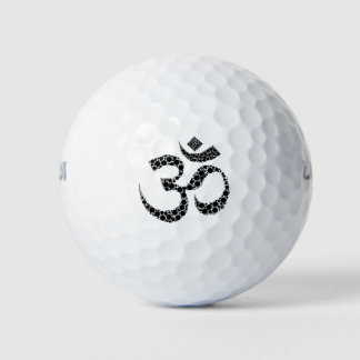 Om Symbol Black and White Golf Balls